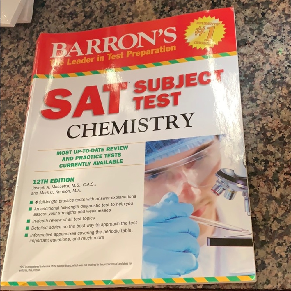 Barrons SAT Subject test Chemistry review book.